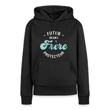 Futur Grand frère Protecteur - Sweat à capuche Premium bio Femme - noir - Devant - Julia (174cm)