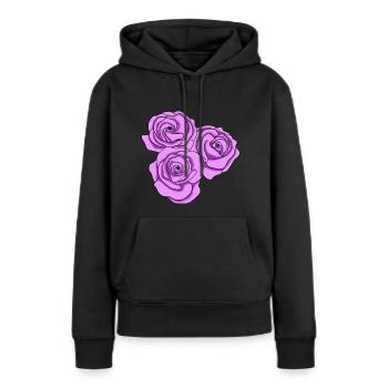 Roses roses pour octobre rose - Sweat à capuche Premium bio Femme - noir - Devant - Julia (174cm)