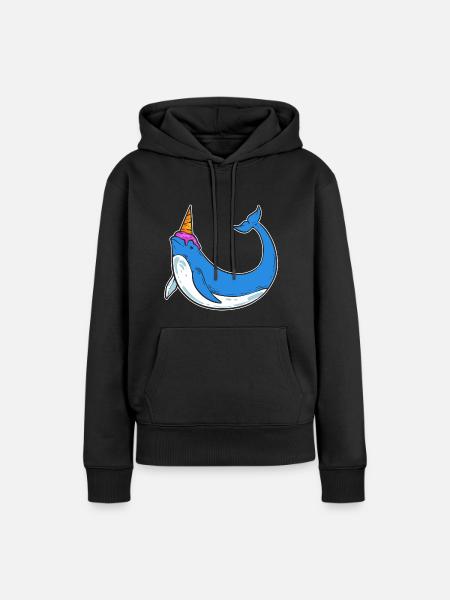Eiscreme Narwhal Naschkatze Gift - Frauen Premium Bio Hoodie - Schwarz
