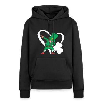 Dabbing St. Patty Cloverleaf Chapeau Coeur - Sweat à capuche Premium bio Femme - noir - Devant - Julia (174cm)