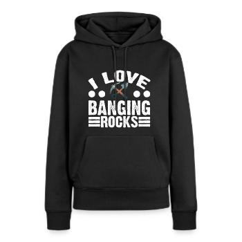 I Love Banging Rocks 3 - Frauen Premium Bio Hoodie - Schwarz - Vorne - Julia (174cm)
