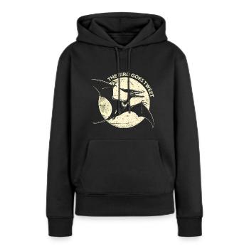 L’oiseau va tweeter - Sweat à capuche Premium bio Femme - noir - Devant - Julia (174cm)