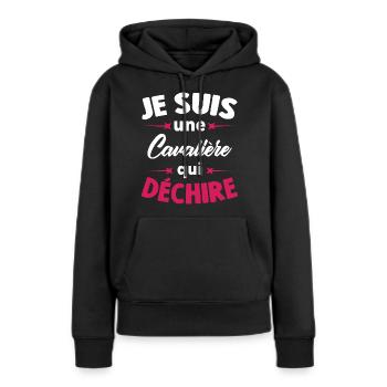 Je Suis Une Cavalière Qui Déchire - Sweat à capuche Premium bio Femme - noir - Devant - Julia (174cm)