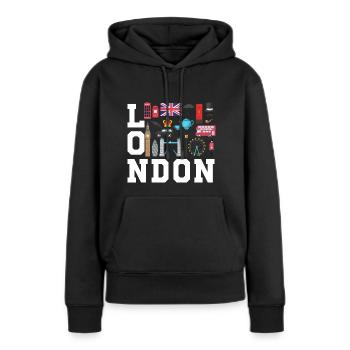 London England UK Great Britain - Frauen Premium Bio Hoodie - Schwarz - Vorne - Julia (174cm)