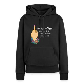 Nur weil ich lächle heißt nicht keine klatschen - Frauen Premium Bio Hoodie - Schwarz - Vorne - Julia (174cm)