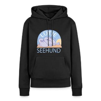 Lütje Seehund kleiner Seehund - Frauen Premium Bio Hoodie - Schwarz - Vorne - Julia (174cm)