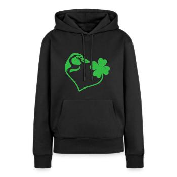 Pingouin Shamrock Lucky Charm Amour - Sweat à capuche Premium bio Femme - noir - Devant - Julia (174cm)