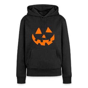Citrouille d'Halloween brillante - Sweat à capuche Premium bio Femme - noir - Devant - Julia (174cm)