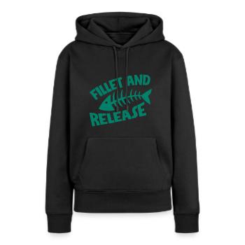 Fillet And Release - Frauen Premium Bio Hoodie - Schwarz - Vorne - Julia (174cm)