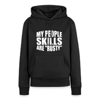Mes compétences relationnelles sont 'Rusty' 14 - Sweat à capuche Premium bio Femme - noir - Devant - Julia (174cm)