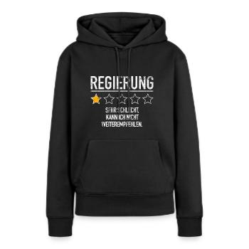 Regierung - Bewertung - kann nicht weiterempfehlen - Frauen Premium Bio Hoodie - Schwarz - Vorne - Julia (174cm)