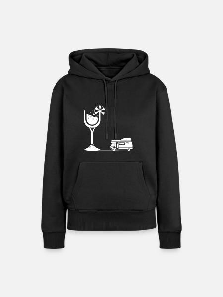Wein - Camping Van - (2) - Frauen Premium Bio Hoodie - Schwarz