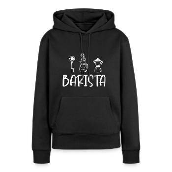 Barista Café Coffeeshop Papa Amoureux du café - Sweat à capuche Premium bio Femme - noir - Devant - Julia (174cm)