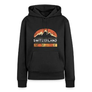 Schweiz Berge Urlaub Heimatland - Frauen Premium Bio Hoodie - Schwarz - Vorne - Julia (174cm)