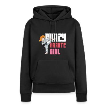 Verrücktes Karate Mädchen Kampfkunststudent Gesche - Frauen Premium Bio Hoodie - Schwarz - Vorne - Julia (174cm)