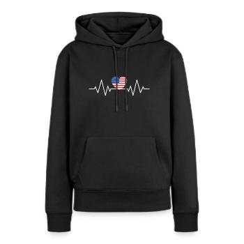 American pulse - Frauen Premium Bio Hoodie - Schwarz - Vorne - Julia (174cm)