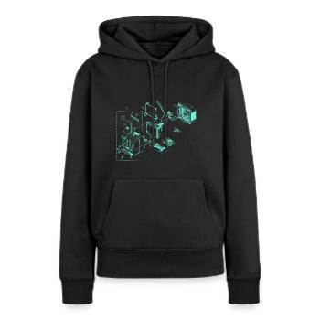 Retro TV technische skizze old school Geschenk - Frauen Premium Bio Hoodie - Schwarz - Vorne - Julia (174cm)