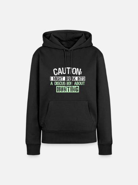 Caution - Frauen Premium Bio Hoodie - Schwarz