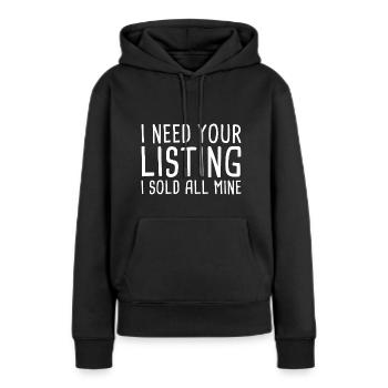 J’ai besoin de votre annonce, j’ai vendu tout le mien - Sweat à capuche Premium bio Femme - noir - Devant - Julia (174cm)