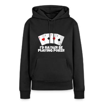 Je préfère jouer au poker 2 - Sweat à capuche Premium bio Femme - noir - Devant - Julia (174cm)