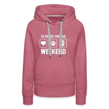 Si prêt pour le week-end - Bière - Patte de chien - - Sweat à capuche Premium bio Femme - mauve - Devant - Isabella (175cm)