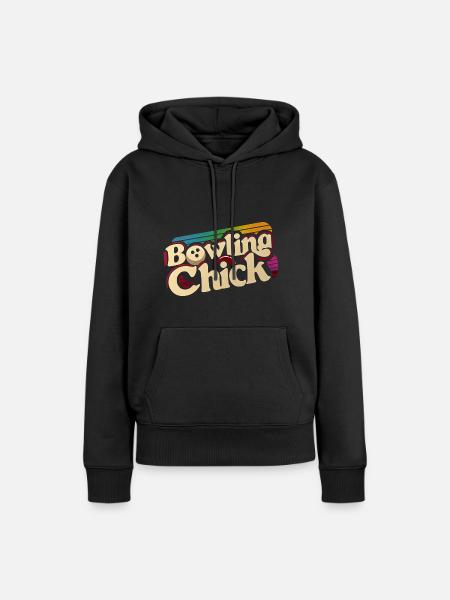 Bowling Chick 18 - Frauen Premium Bio Hoodie - Schwarz
