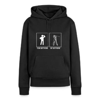 Ihr Freund - Mein Freund - Golfschwung - Frauen Premium Bio Hoodie - Schwarz - Vorne - Julia (174cm)