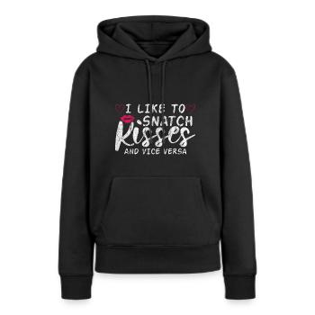 J’aime arracher des baisers et vice versa 3 - Sweat à capuche Premium bio Femme - noir - Devant - Julia (174cm)
