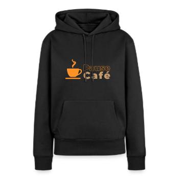 Pause café - Sweat à capuche Premium bio Femme - noir - Devant - Julia (174cm)