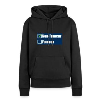 Non fumeur - Sweat à capuche Premium bio Femme - noir - Devant - Julia (174cm)