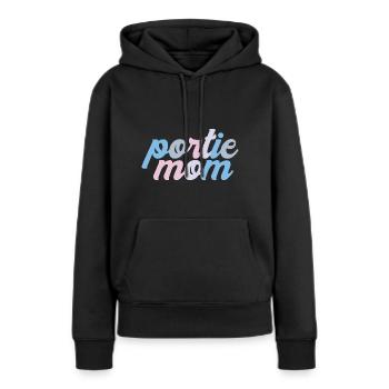 Chien d’eau portugais Portie PWD Maman Mama Maîtresse - Sweat à capuche Premium bio Femme - noir - Devant - Julia (174cm)