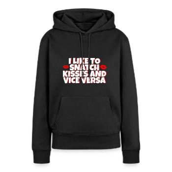 J’aime arracher des baisers et vice versa 2 - Sweat à capuche Premium bio Femme - noir - Devant - Julia (174cm)