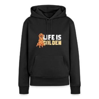 Das Leben ist golden Hund Elternteil. Gift - Frauen Premium Bio Hoodie - Schwarz - Vorne - Julia (174cm)