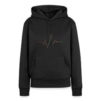 Herzschlag Aktien Chart - Frauen Premium Bio Hoodie - Schwarz - Vorne - Julia (174cm)