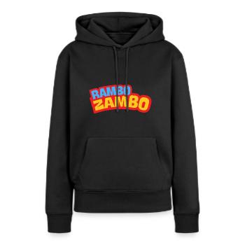 RAMBO ZAMBO 2025 - Sweat à capuche Premium bio Femme - noir - Devant - Julia (174cm)