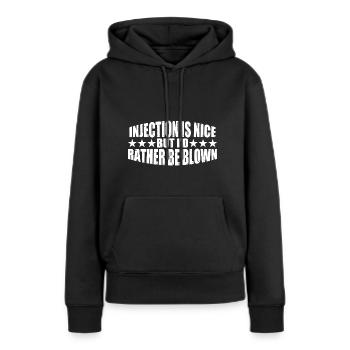 L’injection est agréable mais je préfère être soufflé 8 - Sweat à capuche Premium bio Femme - noir - Devant - Julia (174cm)
