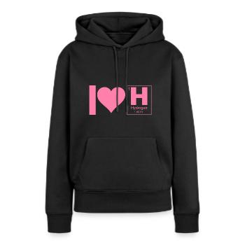 J’adore les dictons hydrogène carburant hydrogène - Sweat à capuche Premium bio Femme - noir - Devant - Julia (174cm)