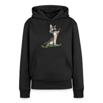 Bazooka Cat - Cool Cat avec des lunettes de soleil d'aviateur - Sweat à capuche Premium bio Femme - noir - Devant - Julia (174cm)