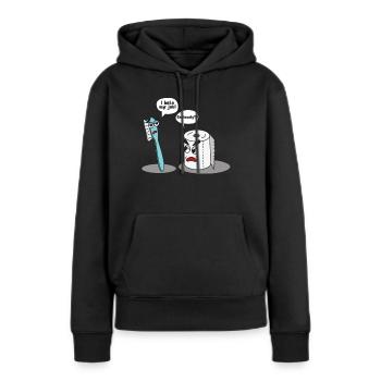 Drôle dire que je déteste ma brosse à dents professionnelle - Sweat à capuche Premium bio Femme - noir - Devant - Julia (174cm)