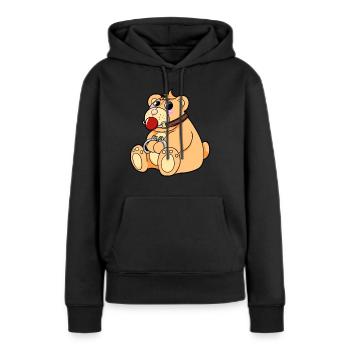BDSM nounours - Sweat à capuche Premium bio Femme - noir - Devant - Julia (174cm)