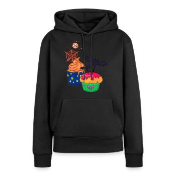 Gâteau au muffin Halloween - Sweat à capuche Premium bio Femme - noir - Devant - Julia (174cm)