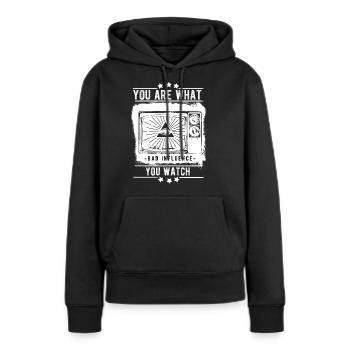 du bist was du guckst TV Fernseher fernsehen - Frauen Premium Bio Hoodie - Schwarz - Vorne - Julia (174cm)