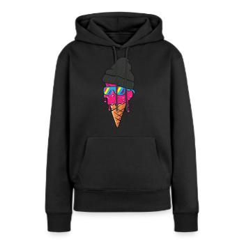 Cool Ice - Frauen Premium Bio Hoodie - Schwarz - Vorne - Julia (174cm)