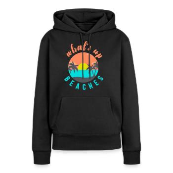 quoi de neuf plages - Sweat à capuche Premium bio Femme - noir - Devant - Julia (174cm)