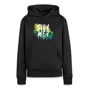 Heure d'été - Sweat à capuche Premium bio Femme - noir - Devant - Julia (174cm)