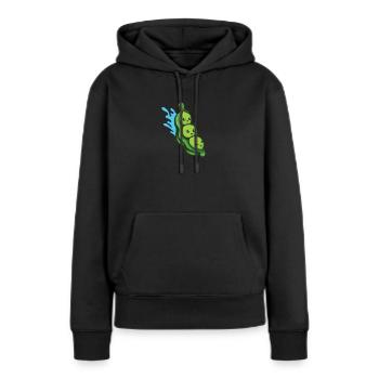 Doux Bohême Haricots Pois Mignon soja - Sweat à capuche Premium bio Femme - noir - Devant - Julia (174cm)