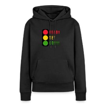 Feu de circulation prêt prêt Go !!! - Sweat à capuche Premium bio Femme - noir - Devant - Julia (174cm)