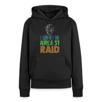 J'ai survécu au raid de la zone 51 - Sweat à capuche Premium bio Femme - noir - Devant - Julia (174cm)