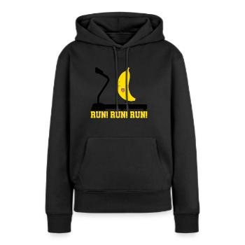 RUN RUN RUN! BANANE - Sweat à capuche Premium bio Femme - noir - Devant - Julia (174cm)