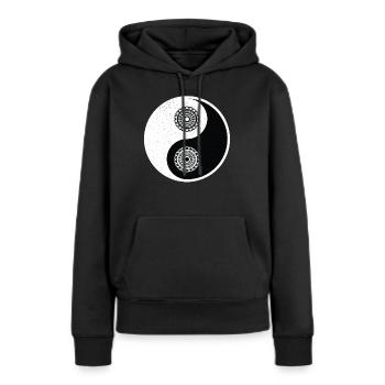 Ying Yang - Sweat à capuche Premium bio Femme - noir - Devant - Julia (174cm)